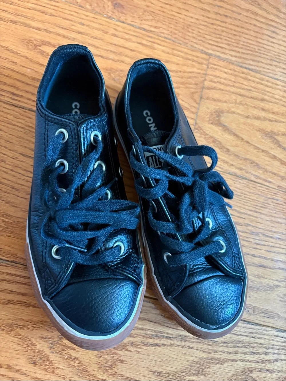 Converse All Star Low Top Black Leather Sneakers Toddler Kids Size 13